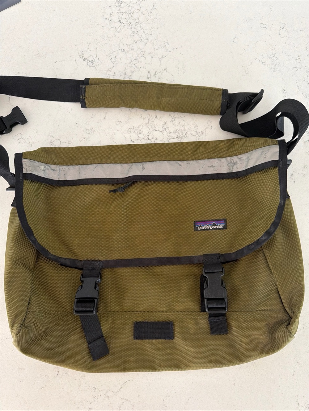 Vintage Patagonia Olive khaki  Messenger Bag with Black Trim